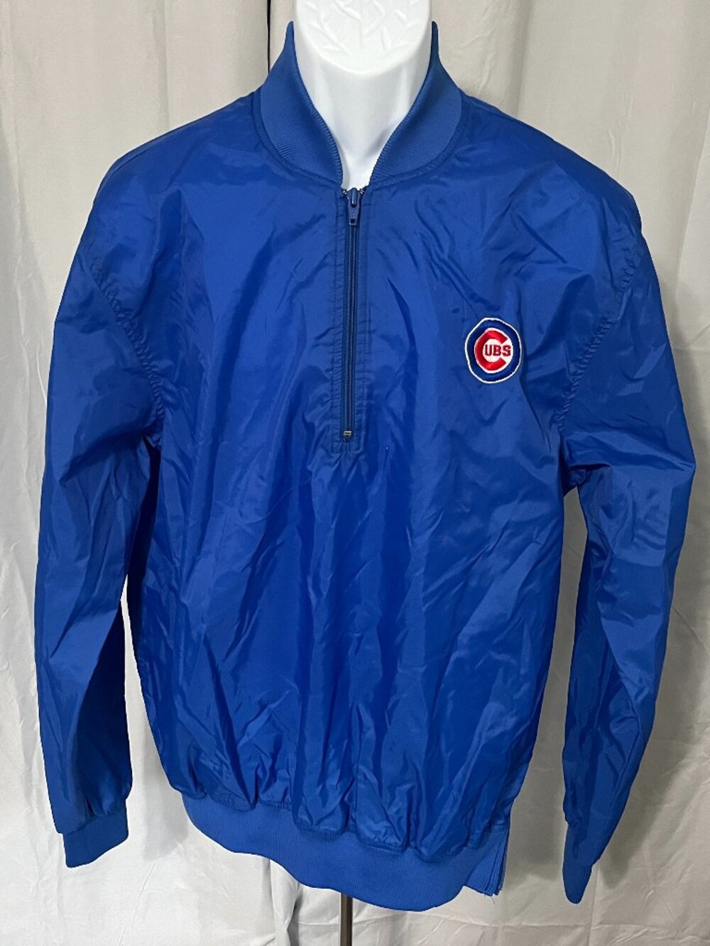 ⚾ Vintage Starter Men's Chicago Cubs Blue 1/2 Zip Pullover Jacket L 🔵